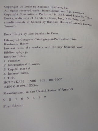 Interest Rates the Markets & the New Financial World