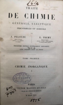 Traité de chimie générale, analytique industrielle et agricole - 6 Volumes (bound in 7), complete.