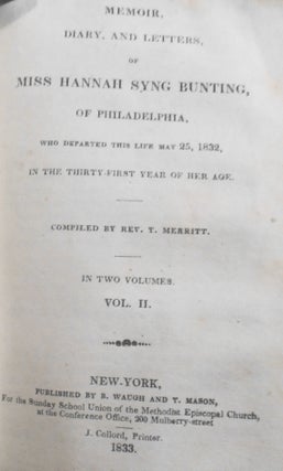 Memoir, Diary, and Letters of Hannah Syng Bunting