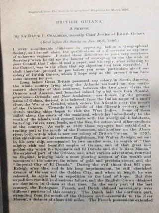 British Guiana: A sketch ( Read before the Society on Jan. 30th, 1896.) + The Venezuela Question