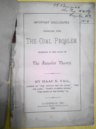 Important disclosures connected with the coal problem examined in the light of the annular theory