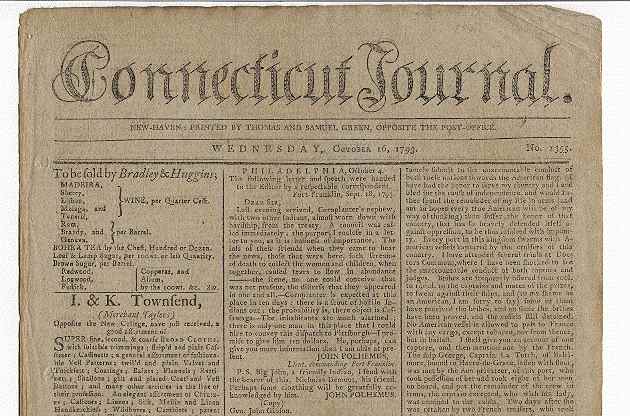 Item #26677 Connecticut Journal. Wednesday, October 16, 1793. No. 1355. Thomas, Samuel Green.